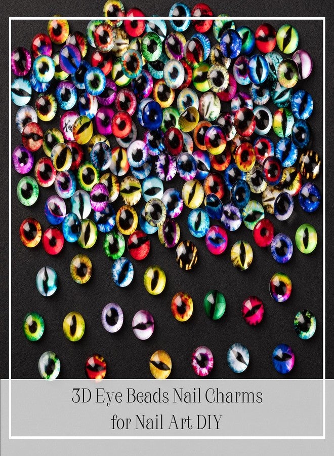 HFKPJRT 150Pcs Eye Nail Charms, Eyeball Charms for Nails, Dragon Eye Nail Charms, Animal Eyes Beads Decoration for Acrylic Nails, 3D Jewels Accessories for Nail Art Supply Manicure, Dolls, Halloween DIY Craft - Image 5